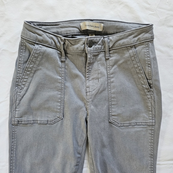 Calvin Klein Gray Stretchy Mid-rise Pockets Fall Office Skinny Jeans Size 28 - Picture 2 of 5